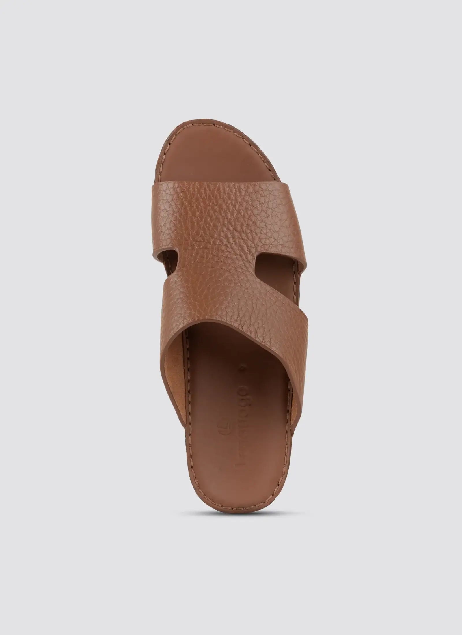 Brown sandal on a light gray background