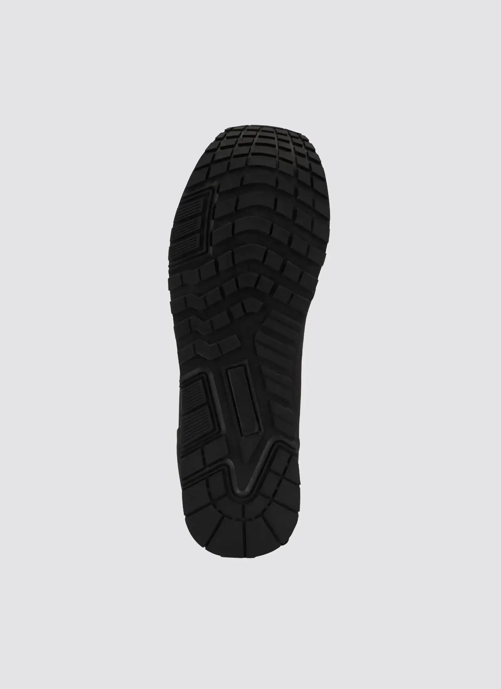 Black rubber shoe sole with textured tread pattern for men and women footwear 