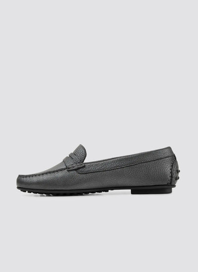 Black loafer shoe on a white background 