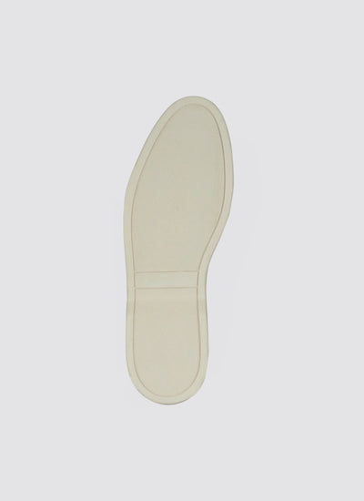 off-white textured shoe sole with slip-resistant grip, isolated on white background  